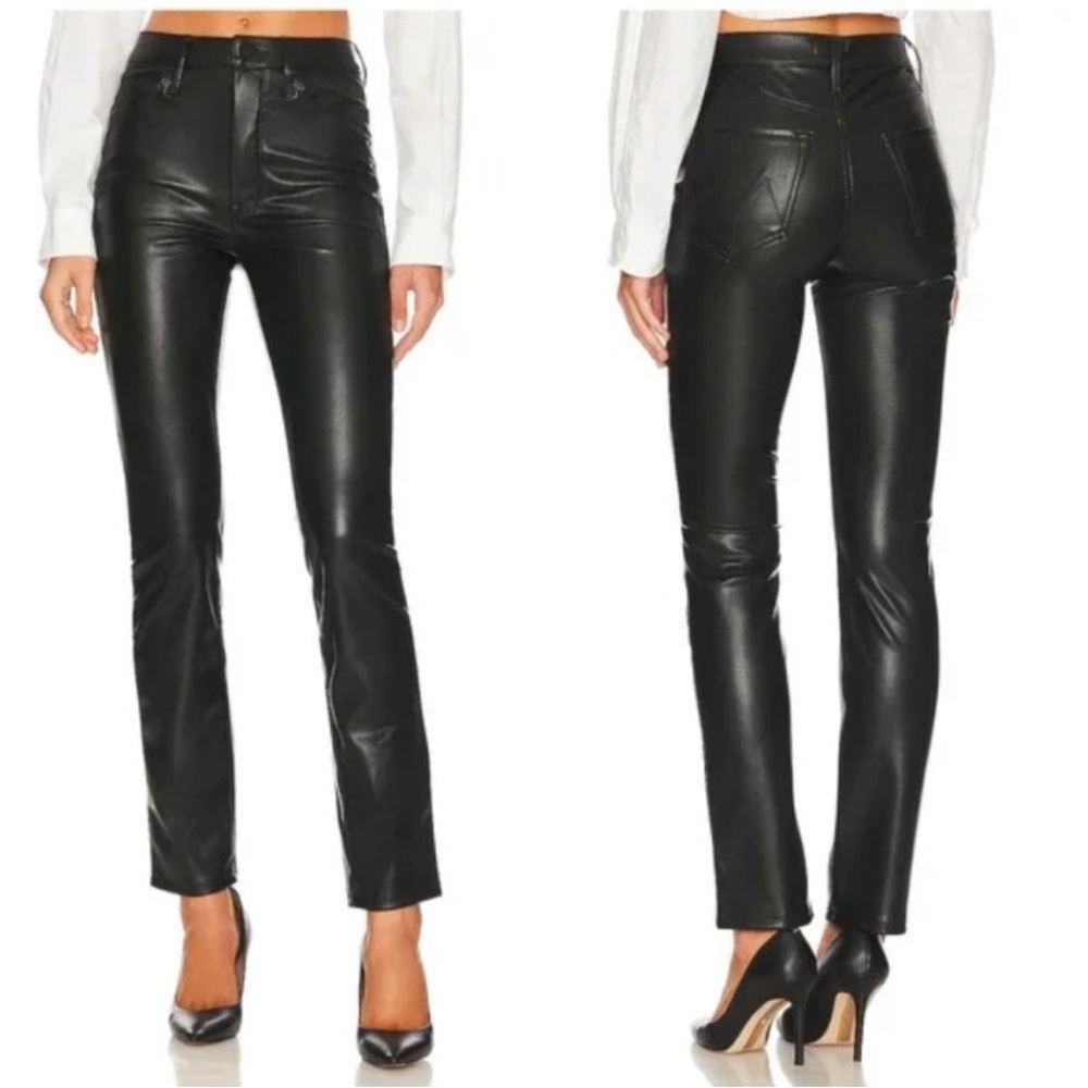 MOTHER Black Leather Pants